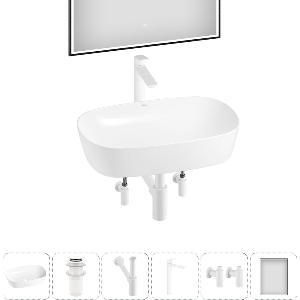 Изображение товара Набор Wellsee 6 в 1 Ground Breaking накладная раковина 61x39 см + смеситель