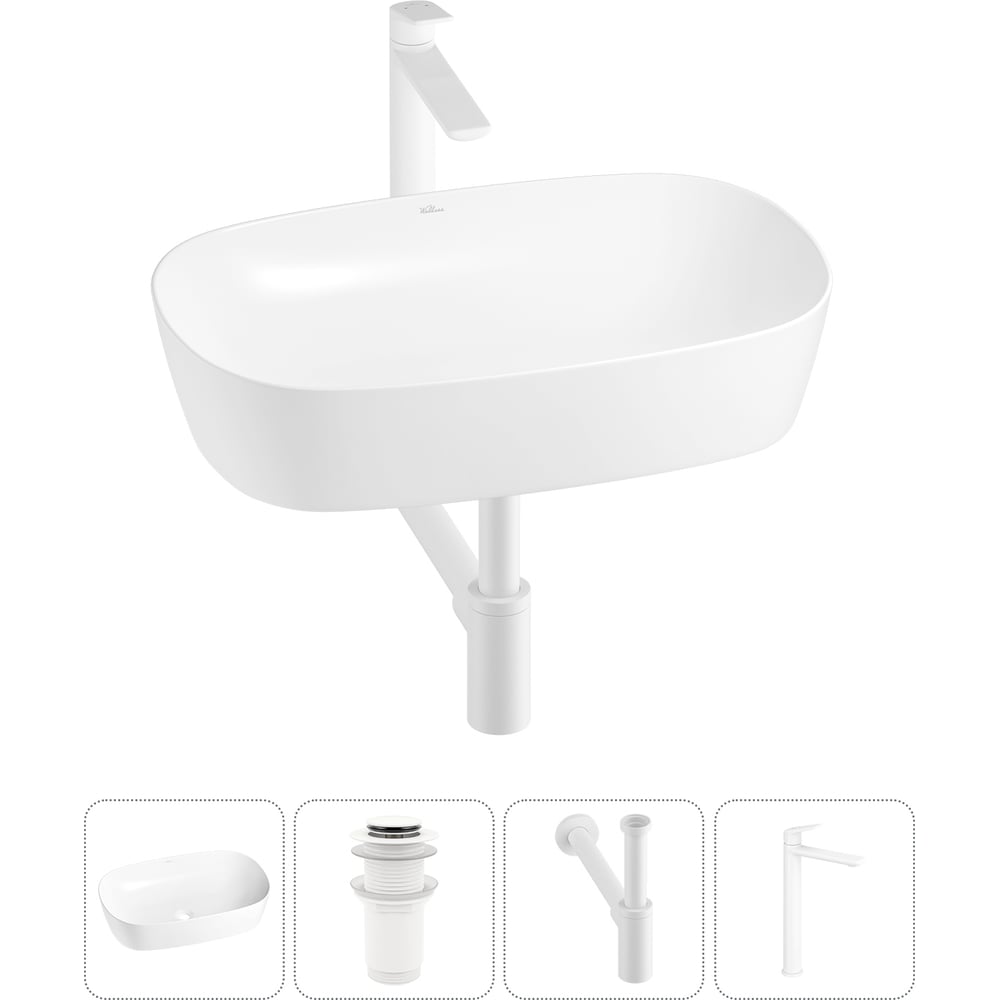 Изображение товара Набор Wellsee 4 в 1 Ground Breaking накладная раковина 61x39 см белый фарфор