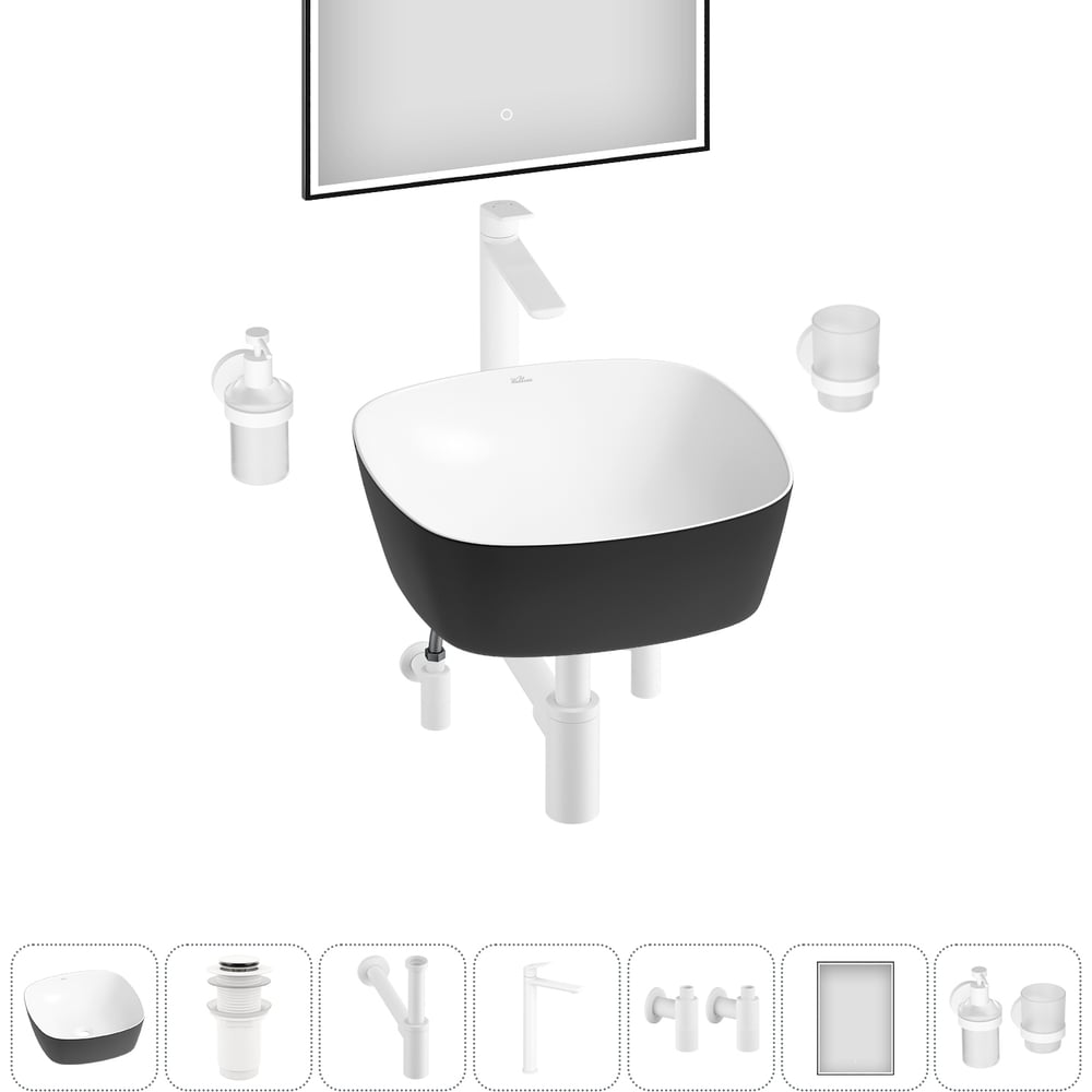 Изображение товара Набор Wellsee 7 в 1 Ground Breaking накладная раковина 40x40 см 20218598R