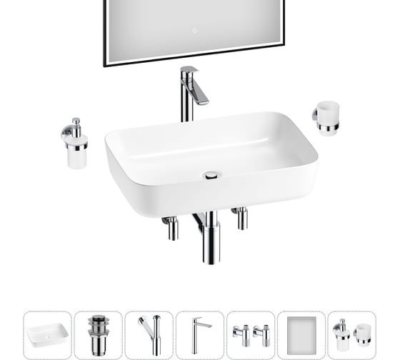 Изображение товара Набор Wellsee 7 в 1 Preen накладная раковина 60x42 см 20218309R