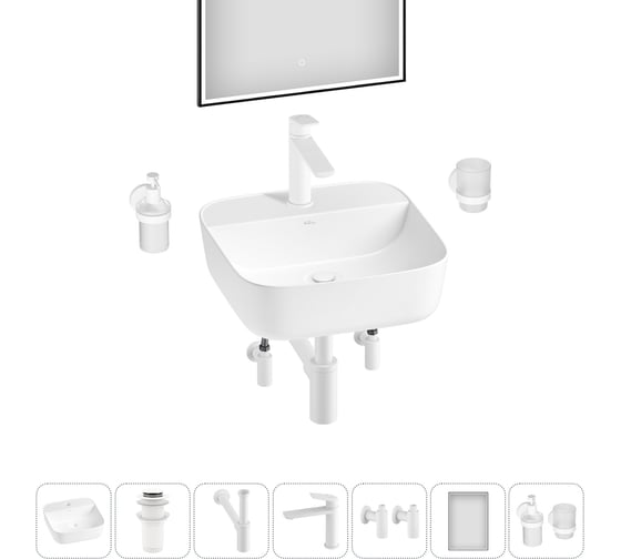 Изображение товара Набор Wellsee 7 в 1 Preen накладная раковина 40x40 см 20218326R