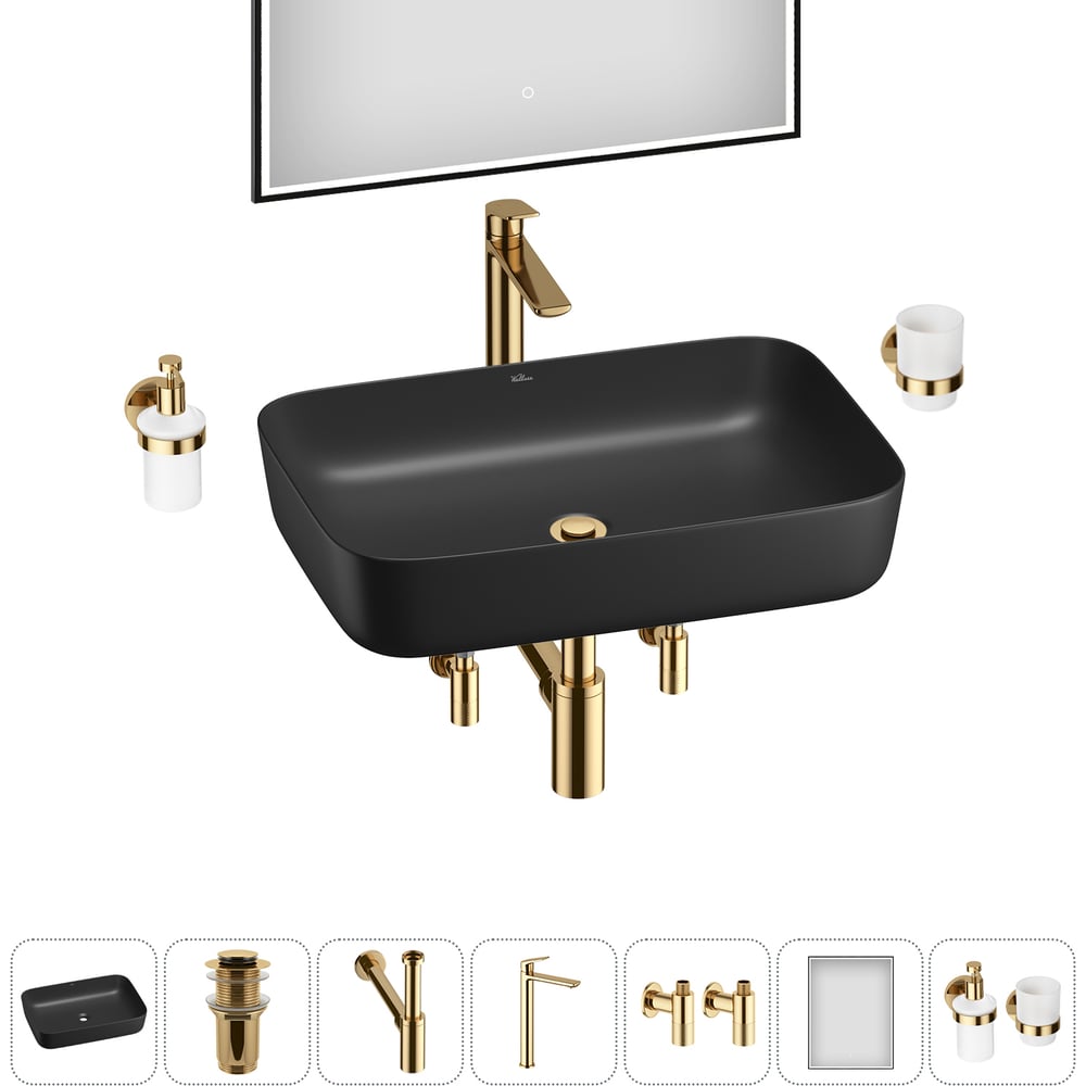 Изображение товара Набор Wellsee 7 в 1 Preen накладная раковина 50x40 см