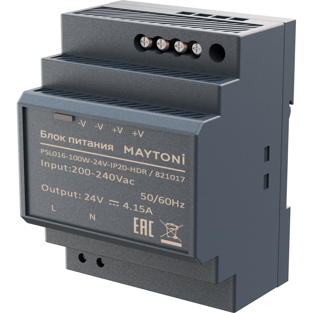 Изображение товара Блок питания Maytoni PSL016 24В, 100Вт, IP20, HDR 821017