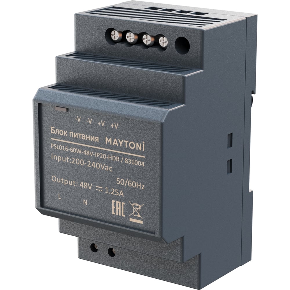 Изображение товара Блок питания Maytoni PSL016 48В, 60Вт, IP20, HDR 831004