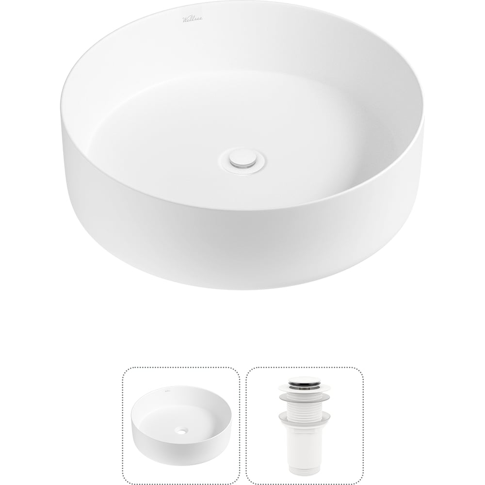 Изображение товара Накладная раковина Wellsee 2 Coax 30x30 матовый белый фарфор