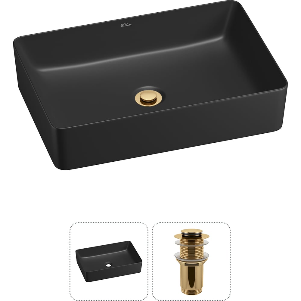 Изображение товара Накладная раковина Wellsee 2 в FreeDom 2.0 50x34 см черная