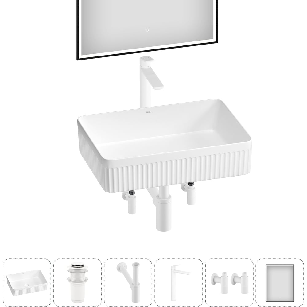 Изображение товара Акционный набор Wellsee 6 в Festive Fox 2.0 накладная раковина с смесителем зеркало 50x36 см