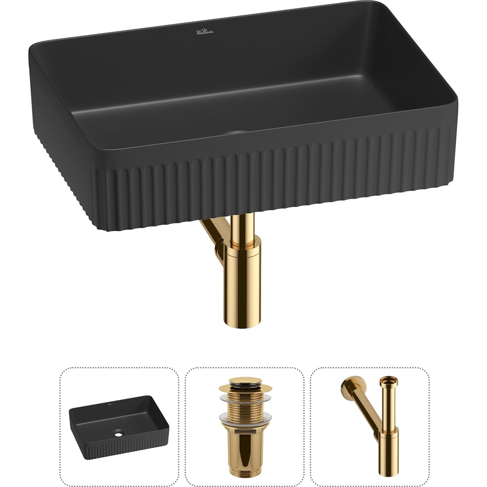 Изображение товара Акицинный набор раковина Wellsee 3 в Festive Fox 2.0 50x35 см матовый черный