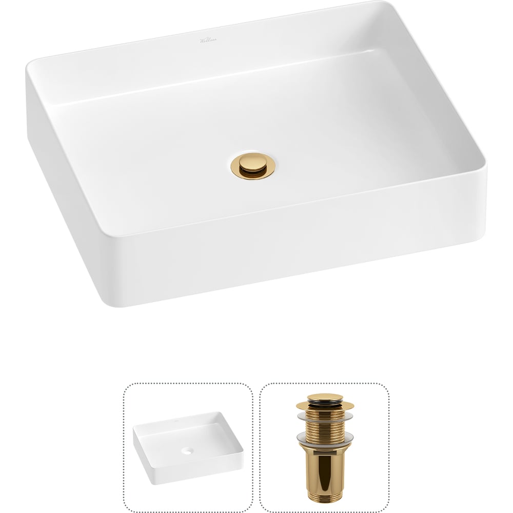 Изображение товара Акционный набор Wellsee 2 в FreeDom 2.0 накладная раковина 51x40 см белая фарфор