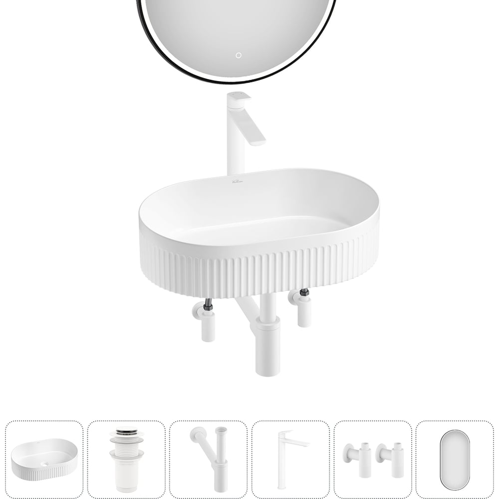 Изображение товара Набор раковина Wellsee Festive Fox 2.0 накладная с зеркалом и смесителем