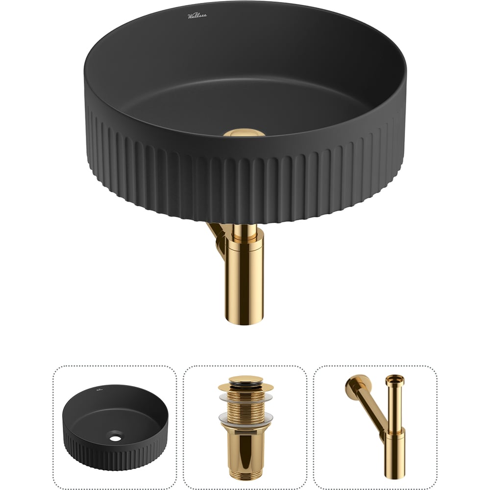 Изображение товара Акционная накладная раковина Wellsee Festive Fox 2.0 диаметр 40 см матовая черная