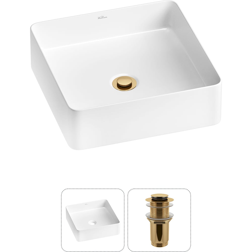 Изображение товара Акционная накладная раковина Wellsee 2 в FreeDom 2.0 36х36 см белая фарфоровая