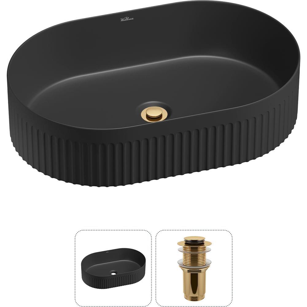 Изображение товара Акционный набор Wellsee 2 в Festive Fox 2.0 накладная раковина 50x32 см матовый черный