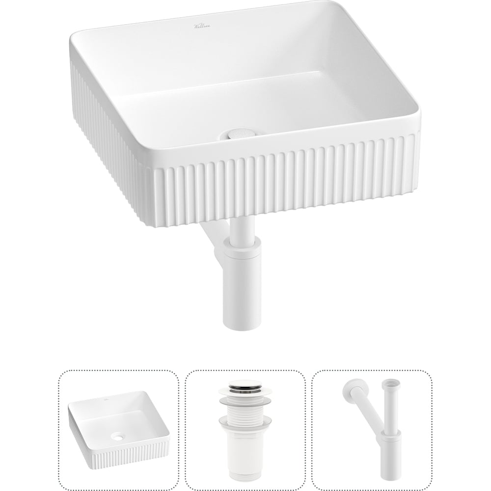 Изображение товара Акционная накладная раковина Wellsee Festive Fox 2.0 36х36 см белая фарфоровая