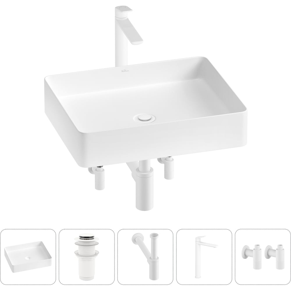 Изображение товара Набор для ванной комнаты Wellsee 5 в FreeDom 2.0 накладная раковина и смеситель