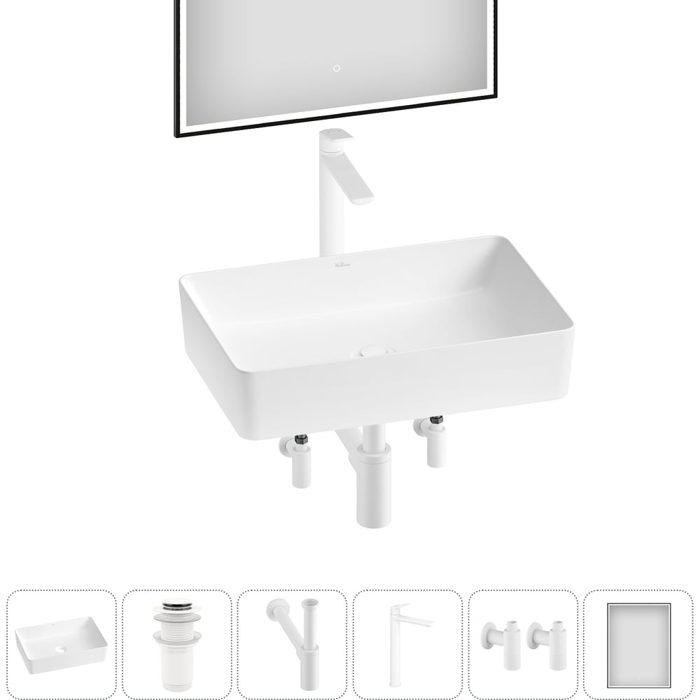 Изображение товара Акционный набор Wellsee 6 в FreeDom 2.0 накладная раковина 50x34 см, современный стиль, комплект