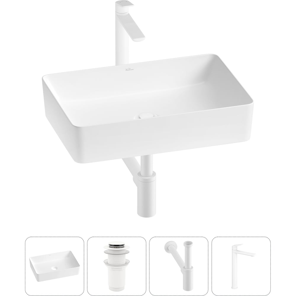 Изображение товара Акционный набор Wellsee 4 в FreeDom 2.0 накладная раковина 50x34 см