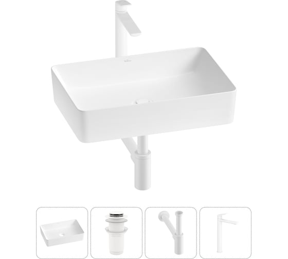 Изображение товара Акционный набор Wellsee 4 в FreeDom 2.0 накладная раковина 50x34 см 20214466R