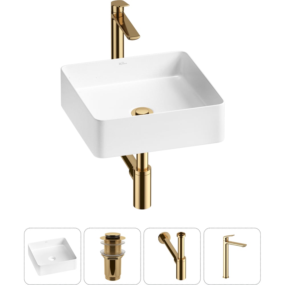 Изображение товара Акционный набор Wellsee 4 в FreeDom 2.0 накладная раковина 30x30 см и смеситель