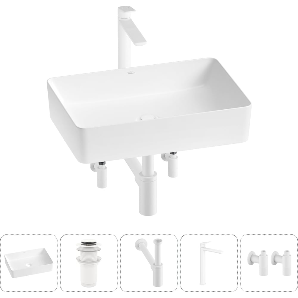 Изображение товара Акционный набор Wellsee 5 в FreeDom 2.0 накладная раковина 50x34 см современный стиль