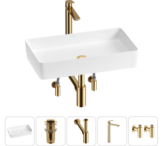 Изображение товара Акционный набор Wellsee 5 в FreeDom 2.0 накладная раковина 60x34 см 20214565R