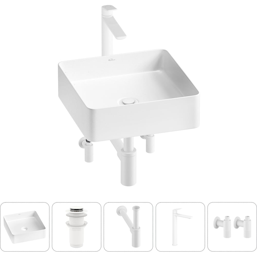 Изображение товара Набор для ванной комнаты Wellsee 5 в FreeDom 2.0 накладная раковина 30x30 см