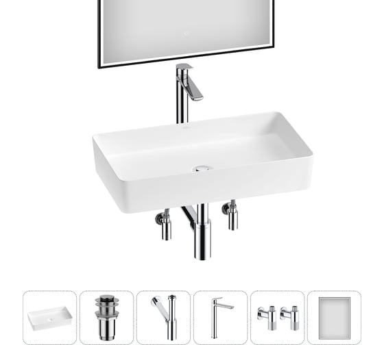 Изображение товара Акционный набор Wellsee 6 в FreeDom 2.0 накладная раковина 60x34 см 20217939R