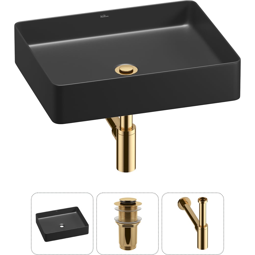 Изображение товара Акционная накладная раковина Wellsee 51x40 см серия FreeDom 2.0 матовый черный фарфор