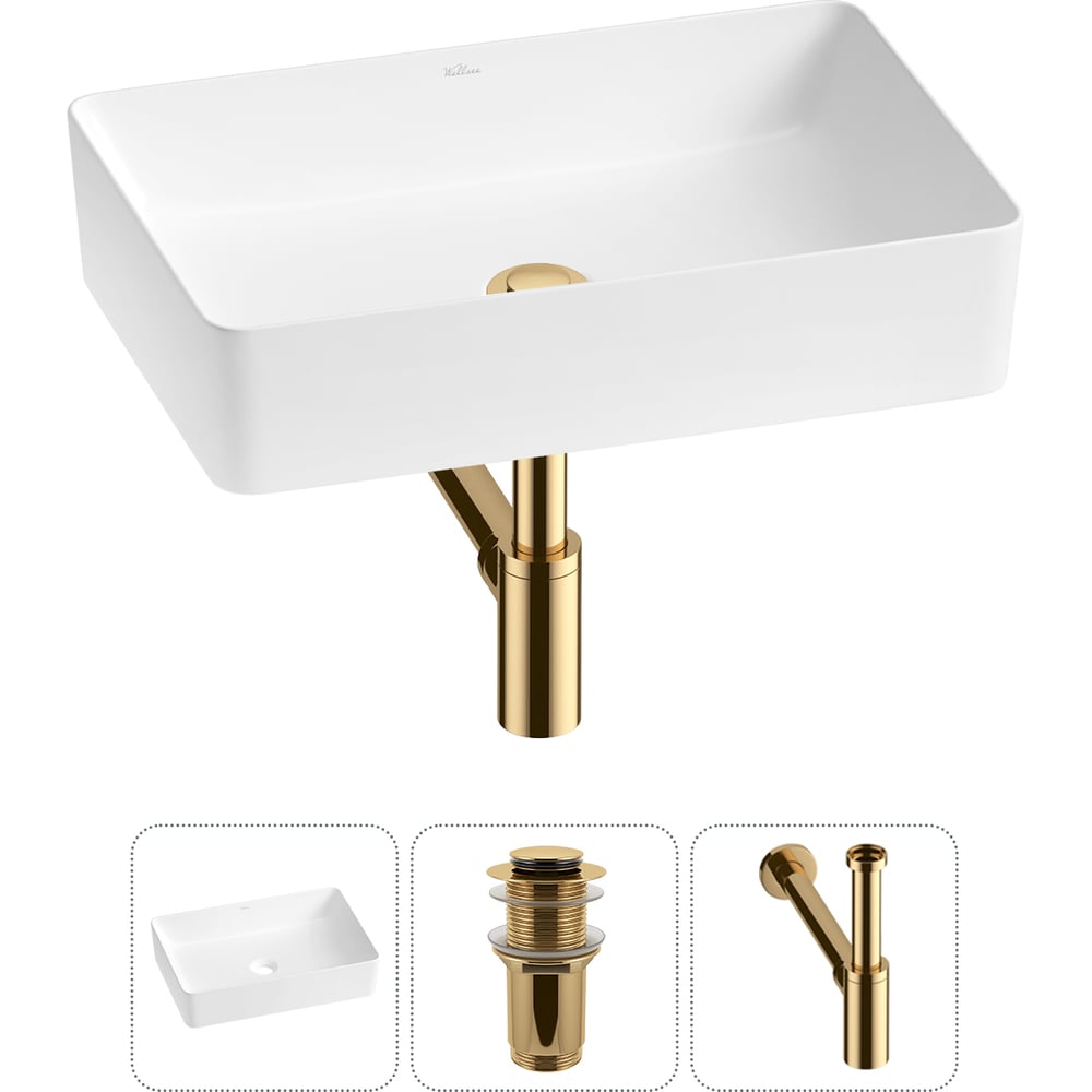 Изображение товара Акционная накладная раковина Wellsee FreeDom 2.0 50x34 см с донным клапаном