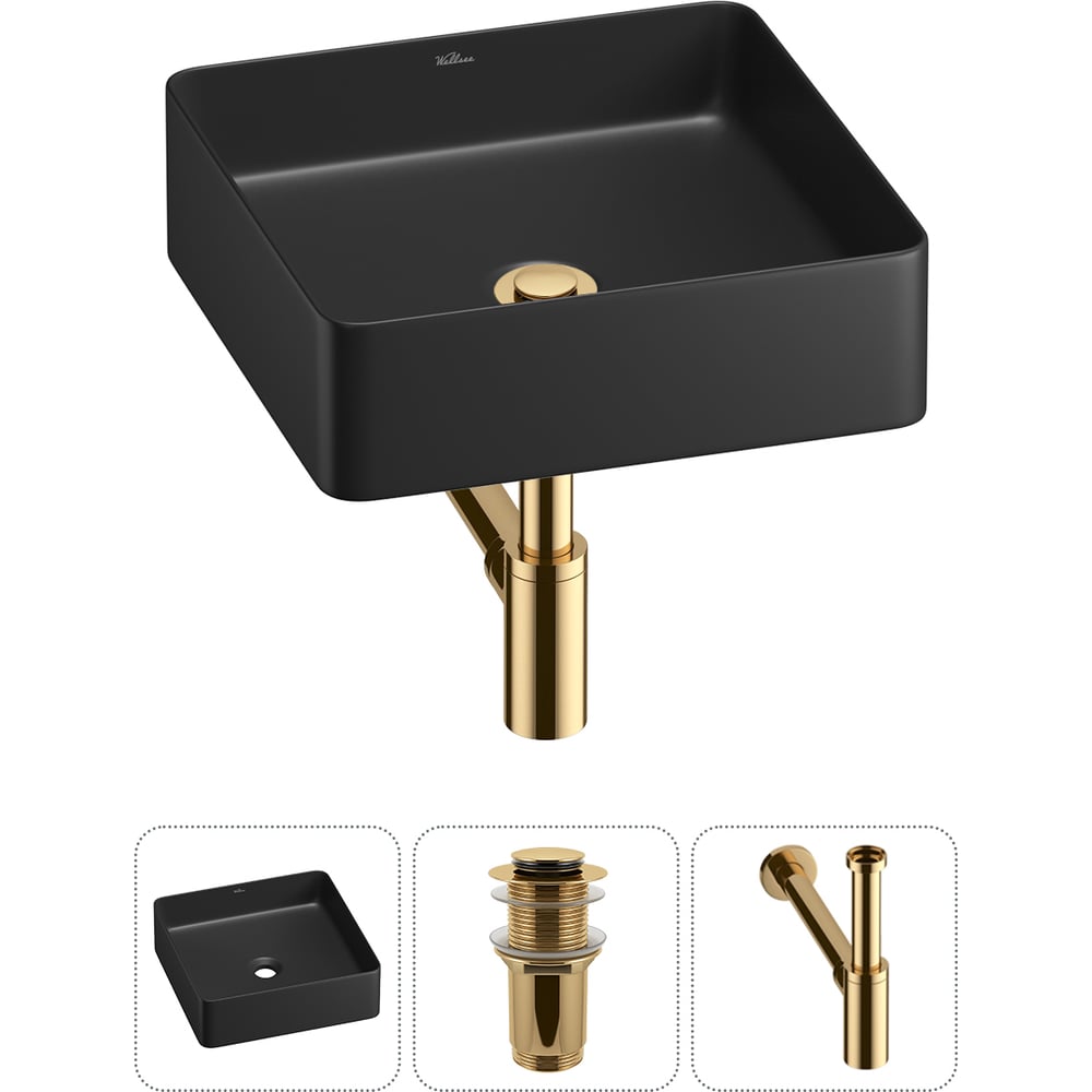 Изображение товара Накладная раковина Wellsee 3 в FreeDom 2.0 36x36 см матовый черный