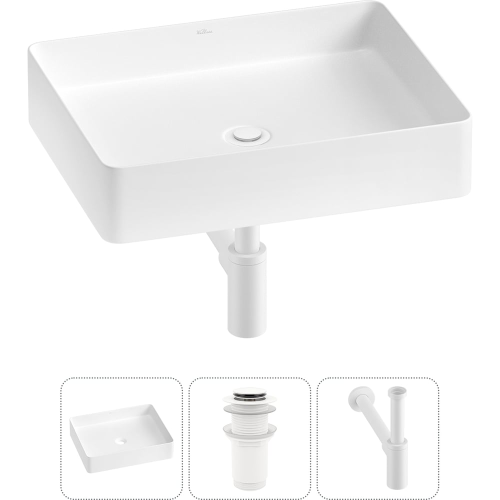 Изображение товара Накладная раковина Wellsee FreeDom 2.0 51x40 см матовый белый фарфор