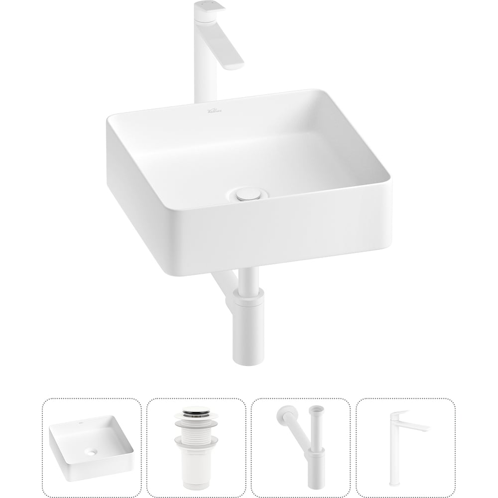 Изображение товара Акционный набор Wellsee 4 в FreeDom 2.0 накладная раковина 30x30 см современный дизайн