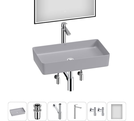 Изображение товара Акционный набор Wellsee 6 в FreeDom 2.0 накладная раковина 60x34 см 20217953R