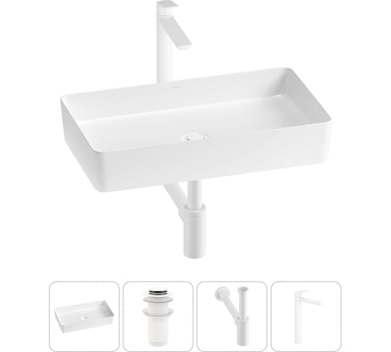 Изображение товара Акционный набор Wellsee 4 в FreeDom 2.0 накладная раковина 60x34 см 20214546R