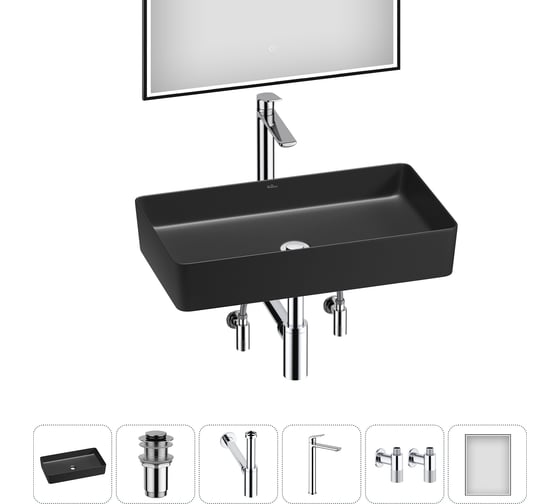 Изображение товара Акционный набор Wellsee 6 в FreeDom 2.0 накладная раковина 60x34 см 20217947R