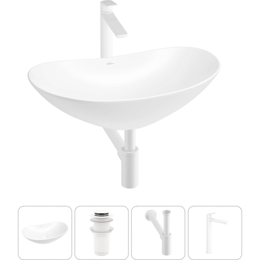 Изображение товара Акционный набор Wellsee Carefree Dove с раковиной 60х36 см и смесителем