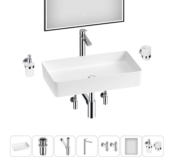 Изображение товара Акционный набор Wellsee 7 в FreeDom 2.0 накладная раковина 60x34 см 20217943R