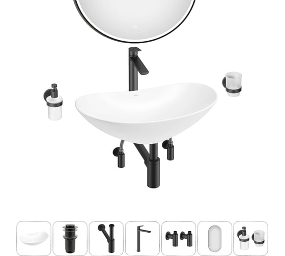 Изображение товара Акционный набор Wellsee 7 в Carefree Dove накладная раковина 60x36 см 20218380R