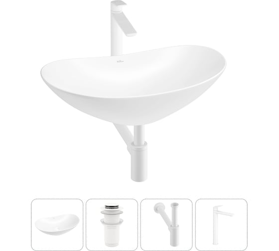 Изображение товара Акционный набор Wellsee 4 в Carefree Dove накладная раковина 53x33 см 20212276R