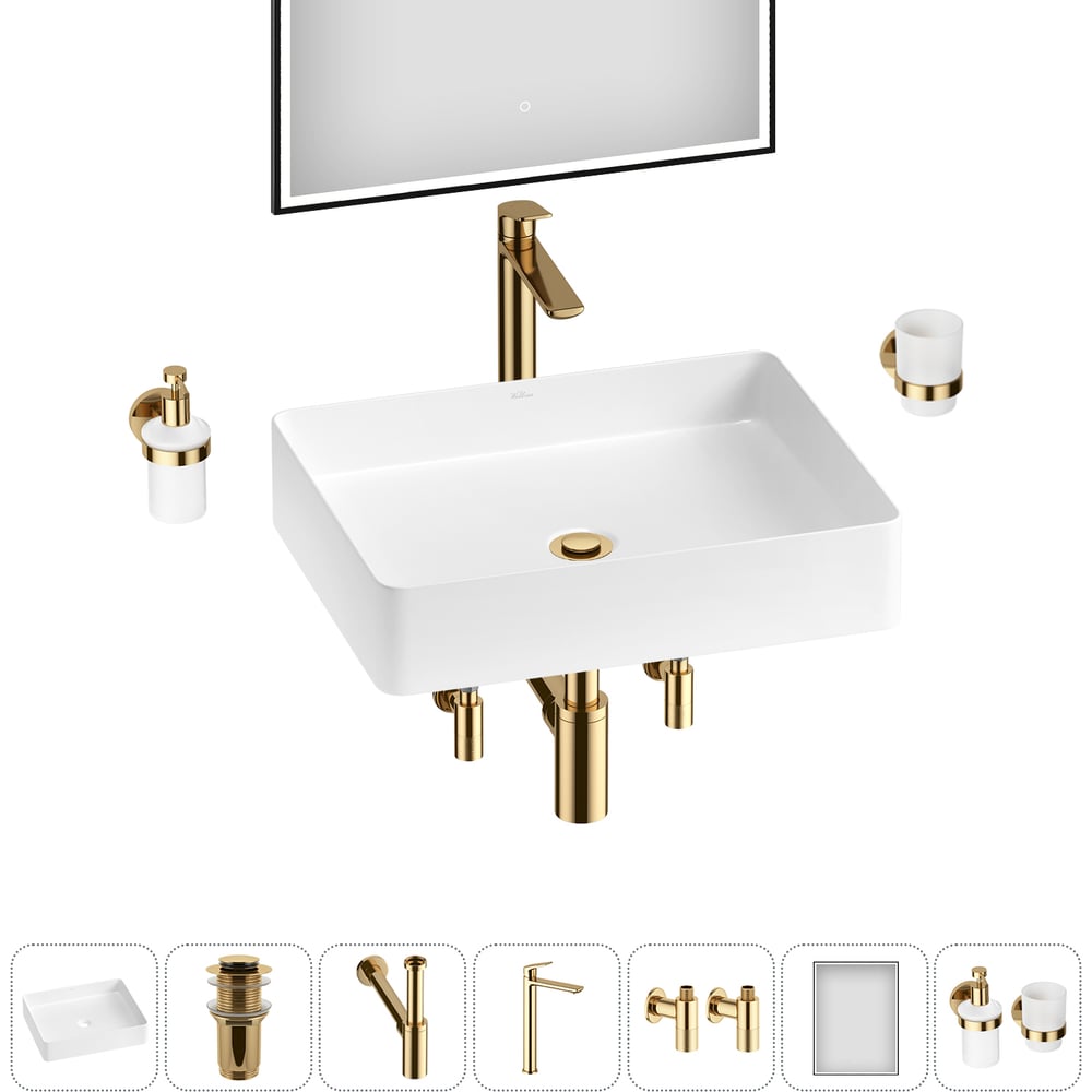 Изображение товара Акционный набор Wellsee 7 в FreeDom 2.0 раковина и комплект для ванной