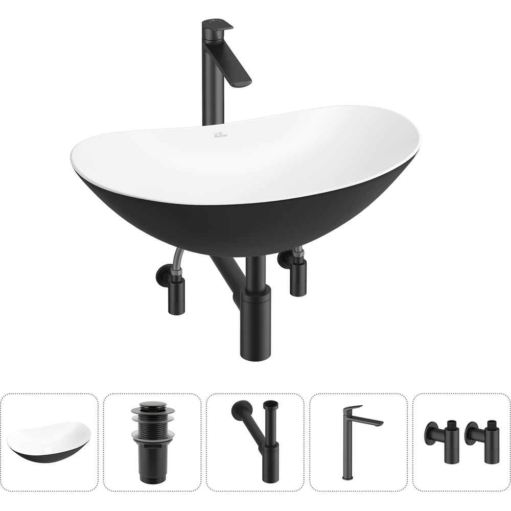 Изображение товара Акционный набор Wellsee 5 в Carefree Dove накладная раковина 60x36 см