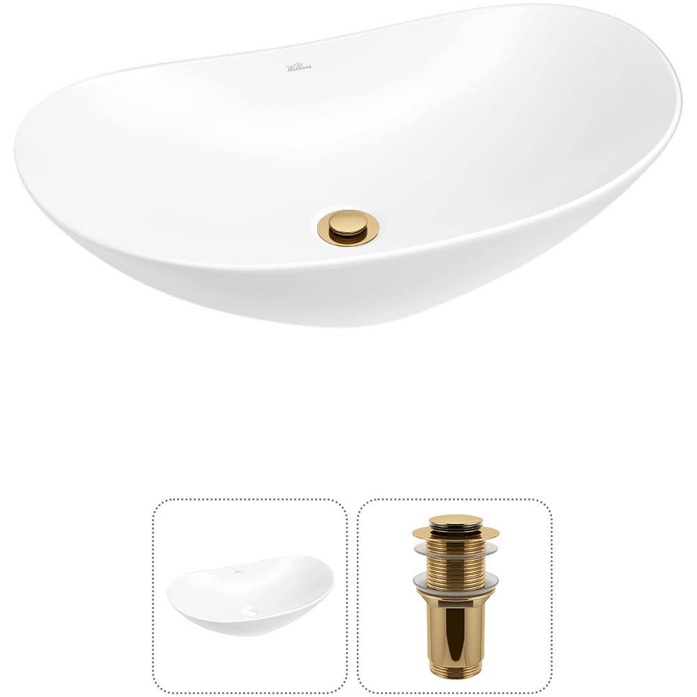 Изображение товара Акционный набор Wellsee 2 в Carefree Dove накладная раковина 44x29 см глянцевый белый фарфор