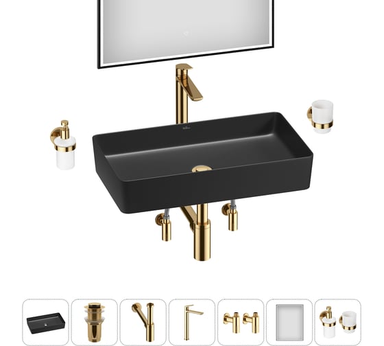 Изображение товара Акционный набор Wellsee 7 в FreeDom 2.0 накладная раковина 60x34 см 20217952R