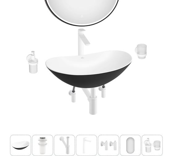Изображение товара Акционный набор Wellsee 7 в Carefree Dove накладная раковина 60x36 см 20218388R