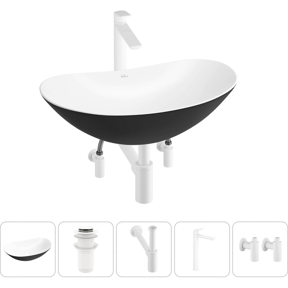 Изображение товара Набор для ванной комнаты Wellsee 5 в Carefree Dove накладная раковина и смеситель