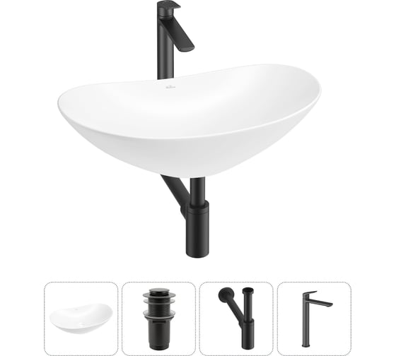 Изображение товара Акционный набор Wellsee 4 в Carefree Dove накладная раковина 60x36 см 20212290R