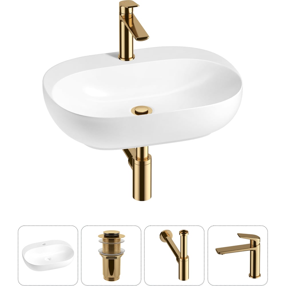 Изображение товара Набор Wellsee 4 в 1 Pro Line раковина и смеситель белая современный дизайн