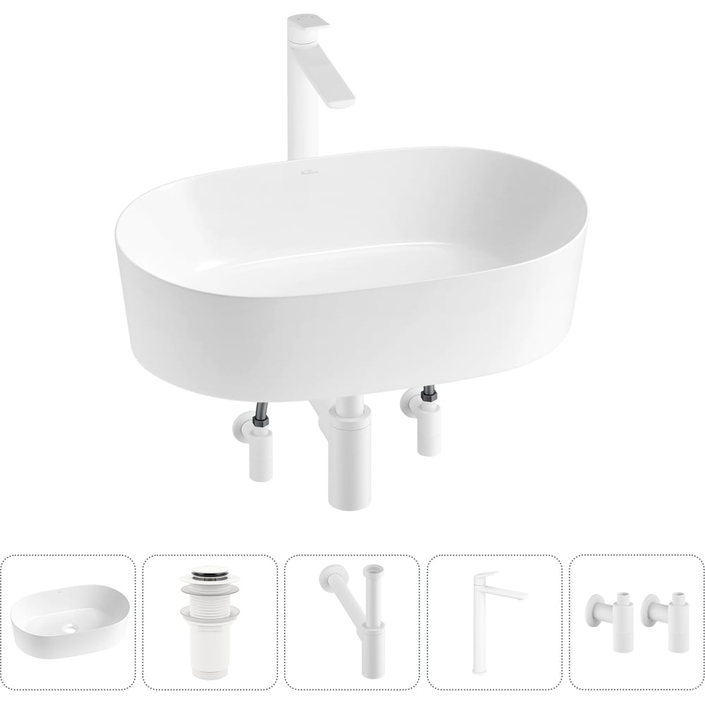 Изображение товара Набор Wellsee 5 в 1 Saint-Germain накладная раковина 56x37 см с комплектом