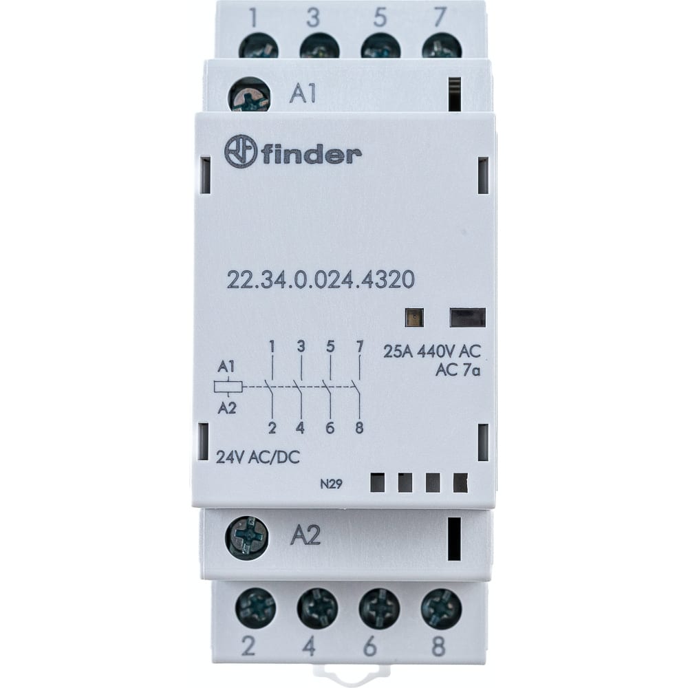 Модульный контактор Finder контактор abb esb20 20n 06 модульный 20а ас 1 2но катушка 230в ac dc 1sbe121111r0620