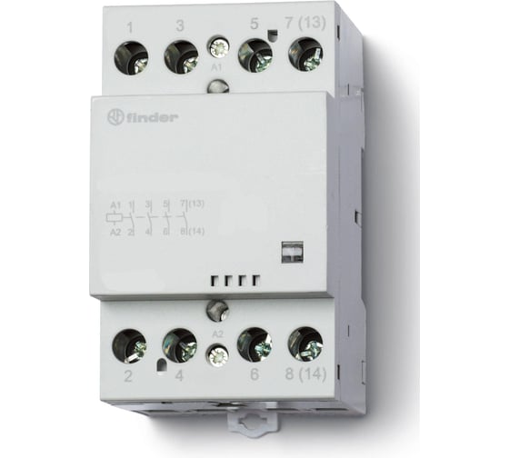 Изображение товара Модульный контактор Finder 4НО, контакта 40А, = 230В AC/DC, - AgSnO2, 224402304310